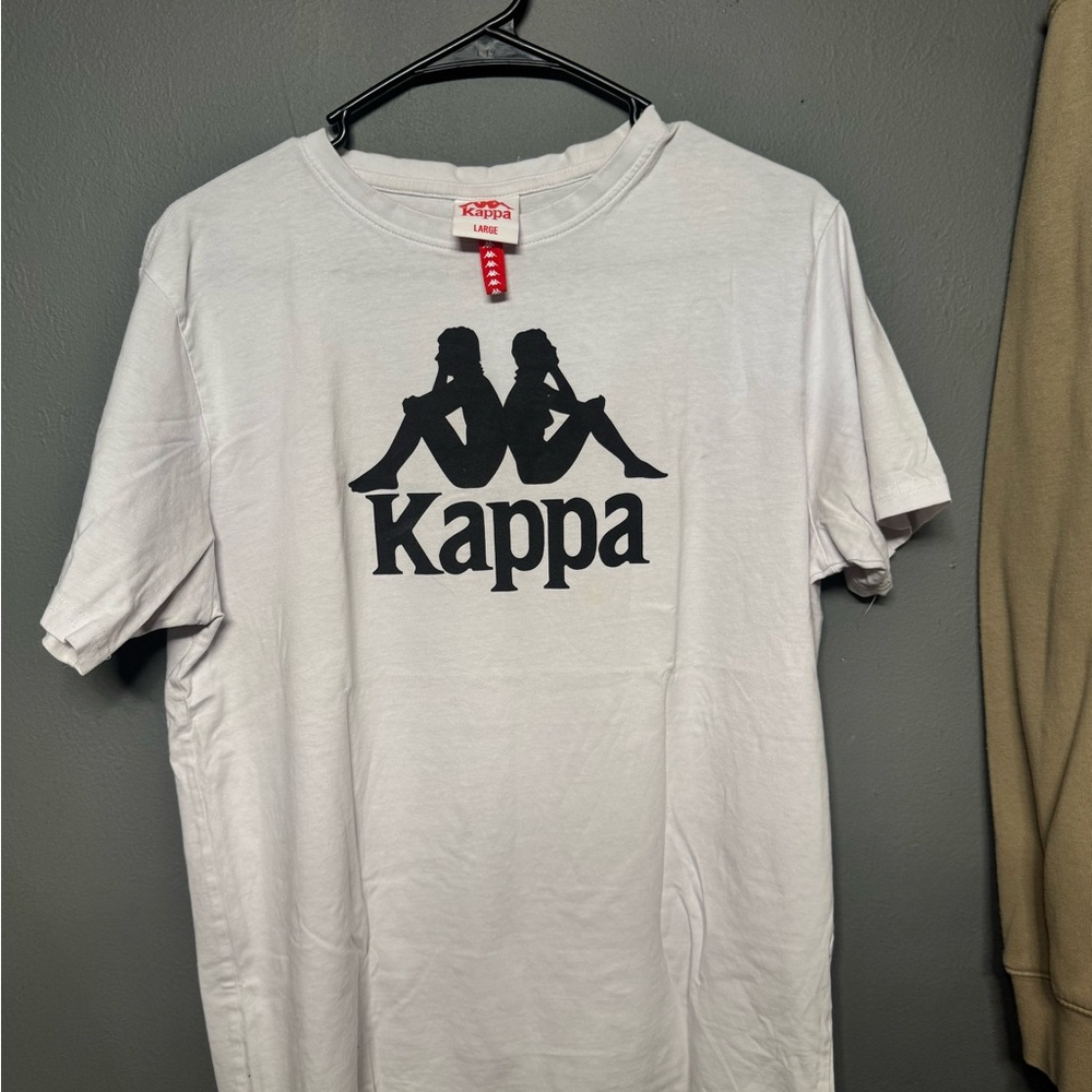 Kappa White Tee with Black Emblem